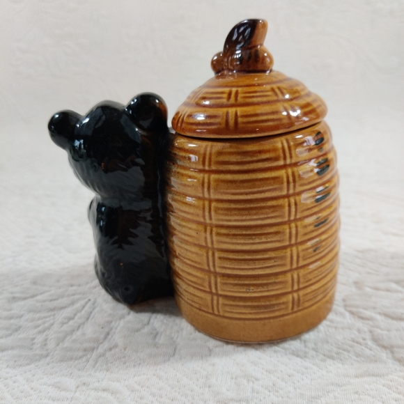 Bear And Beehive Honey Pot Ceramic Jar Vintage Mid Century Made In Japan - Picture 6 of 11